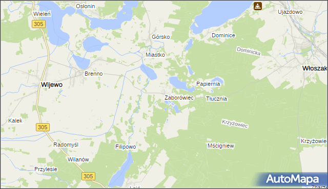 mapa Zaborówiec, Zaborówiec na mapie Targeo