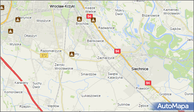 mapa Zacharzyce, Zacharzyce na mapie Targeo