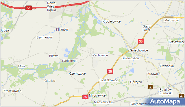 mapa Zachowice, Zachowice na mapie Targeo