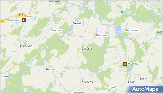 mapa Zagórze gmina Białogard, Zagórze gmina Białogard na mapie Targeo
