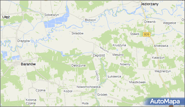 mapa Zagóźdź, Zagóźdź na mapie Targeo