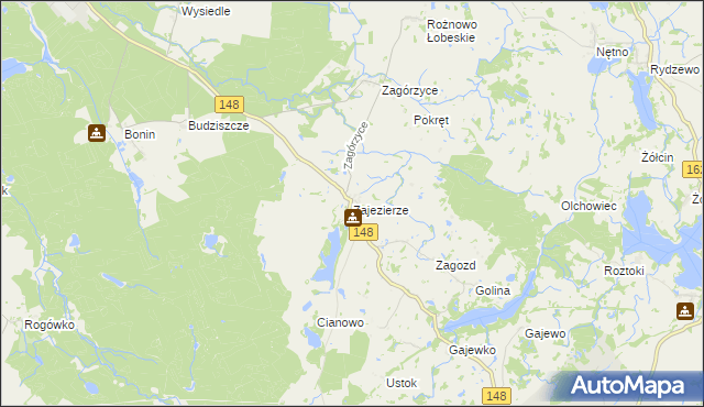 mapa Zajezierze gmina Łobez, Zajezierze gmina Łobez na mapie Targeo