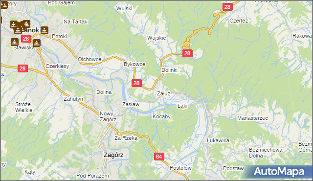mapa Załuż, Załuż na mapie Targeo
