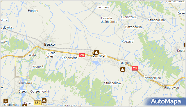 mapa Zarszyn, Zarszyn na mapie Targeo