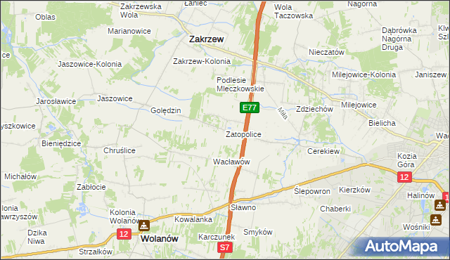 mapa Zatopolice, Zatopolice na mapie Targeo