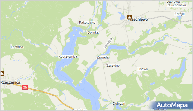 mapa Zawada gmina Przechlewo, Zawada gmina Przechlewo na mapie Targeo