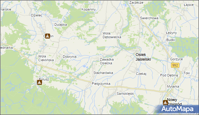 mapa Zawadka Osiecka, Zawadka Osiecka na mapie Targeo