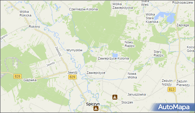 mapa Zawieprzyce-Kolonia, Zawieprzyce-Kolonia na mapie Targeo