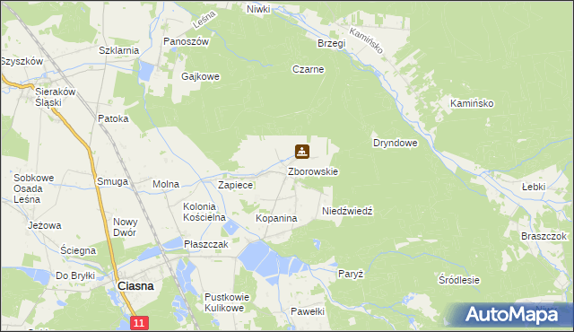 mapa Zborowskie gmina Ciasna, Zborowskie gmina Ciasna na mapie Targeo