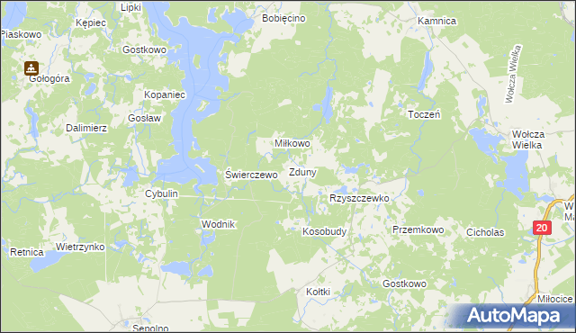 mapa Zduny gmina Biały Bór, Zduny gmina Biały Bór na mapie Targeo