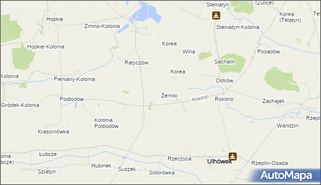 mapa Żerniki gmina Ulhówek, Żerniki gmina Ulhówek na mapie Targeo