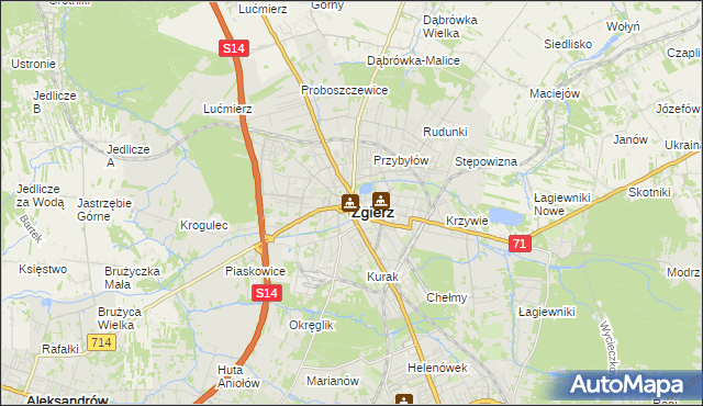 mapa Zgierz, Zgierz na mapie Targeo