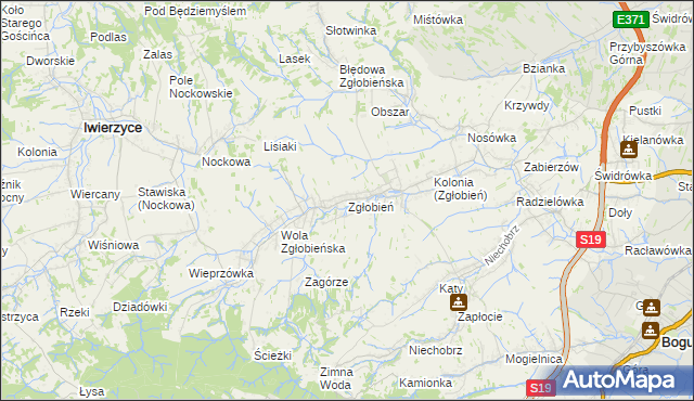 mapa Zgłobień, Zgłobień na mapie Targeo