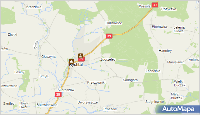 mapa Zgorzelec gmina Rychtal, Zgorzelec gmina Rychtal na mapie Targeo