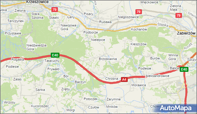 mapa Brzoskwinia, Brzoskwinia na mapie Targeo