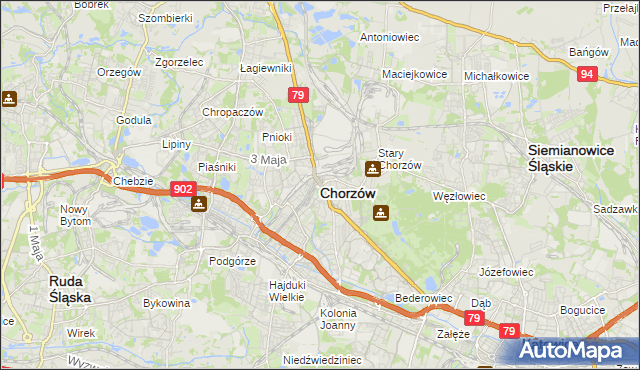 mapa Chorzów, Chorzów na mapie Targeo