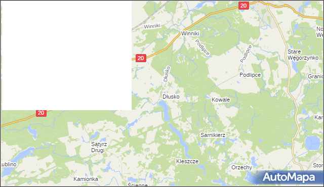 mapa Dłusko gmina Węgorzyno, Dłusko gmina Węgorzyno na mapie Targeo