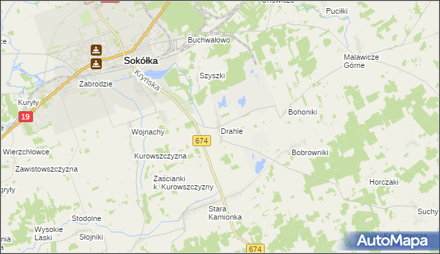 mapa Drahle, Drahle na mapie Targeo