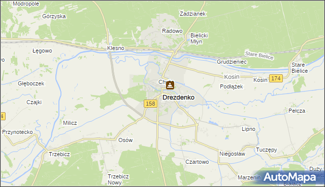 mapa Drezdenko, Drezdenko na mapie Targeo