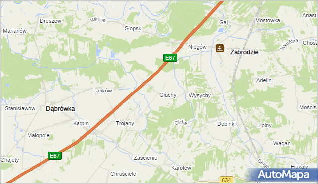 mapa Głuchy, Głuchy na mapie Targeo