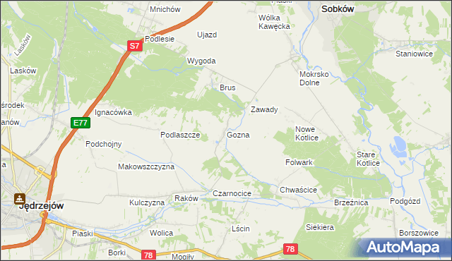 mapa Gozna, Gozna na mapie Targeo