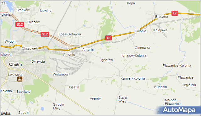 mapa Ignatów gmina Kamień, Ignatów gmina Kamień na mapie Targeo