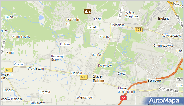 mapa Janów gmina Stare Babice, Janów gmina Stare Babice na mapie Targeo