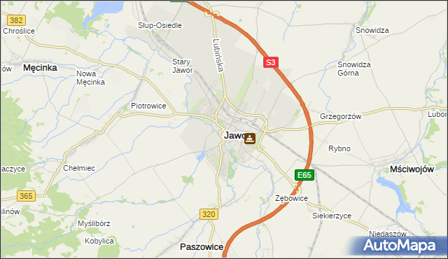 mapa Jawor, Jawor na mapie Targeo