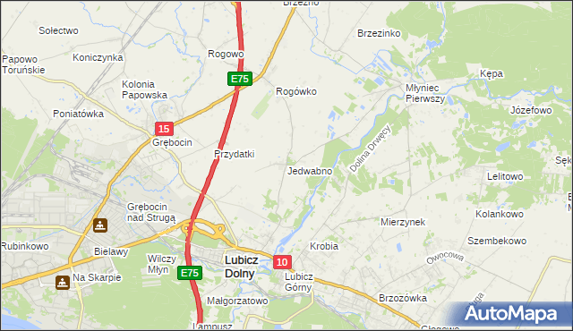 mapa Jedwabno gmina Lubicz, Jedwabno gmina Lubicz na mapie Targeo