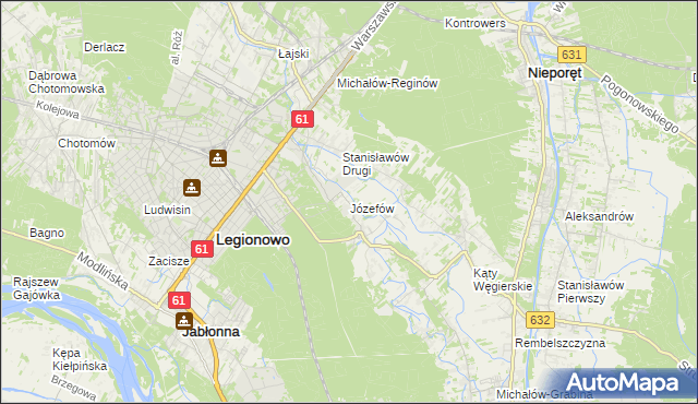 mapa Józefów gmina Nieporęt, Józefów gmina Nieporęt na mapie Targeo