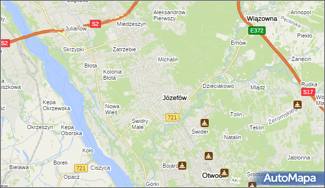 mapa Józefów powiat otwocki, Józefów powiat otwocki na mapie Targeo