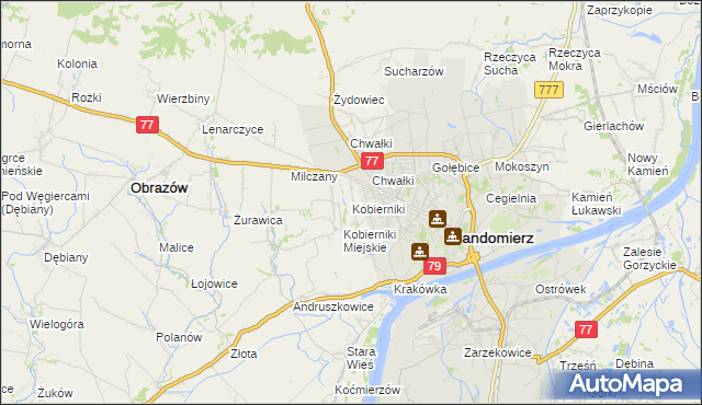 mapa Kobierniki gmina Samborzec, Kobierniki gmina Samborzec na mapie Targeo