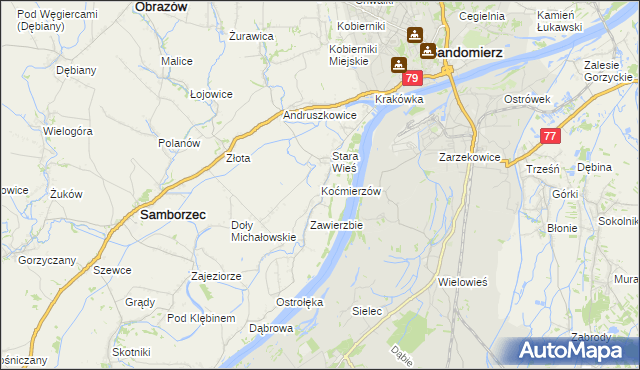 mapa Koćmierzów, Koćmierzów na mapie Targeo