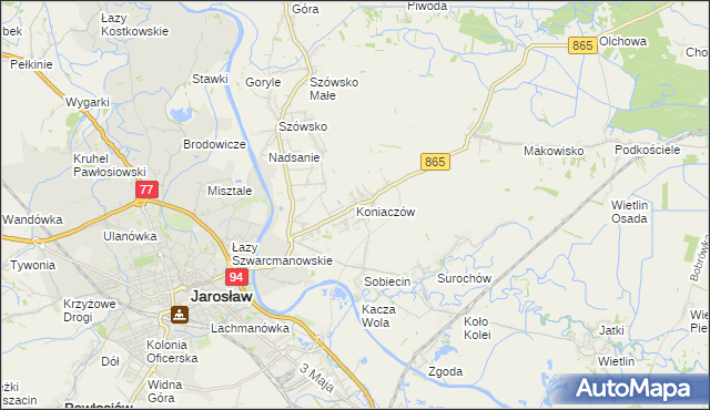 mapa Koniaczów, Koniaczów na mapie Targeo