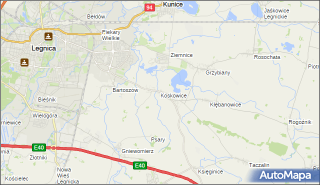 mapa Koskowice, Koskowice na mapie Targeo