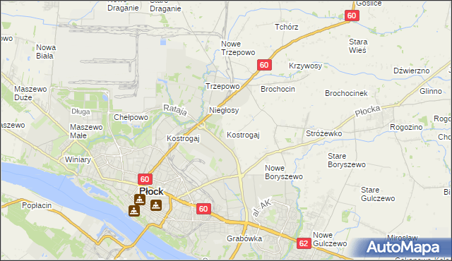 mapa Kostrogaj, Kostrogaj na mapie Targeo