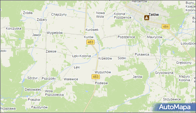 mapa Krześlów, Krześlów na mapie Targeo