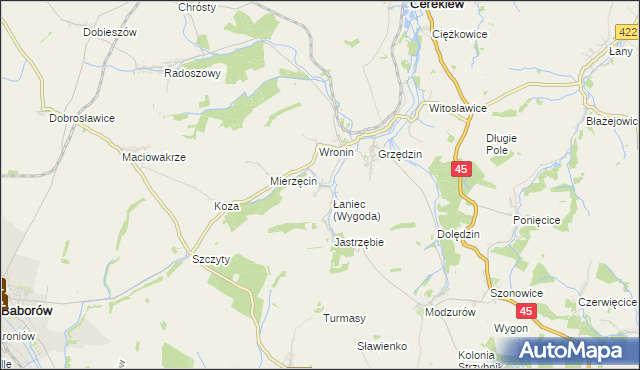mapa Łaniec, Łaniec na mapie Targeo
