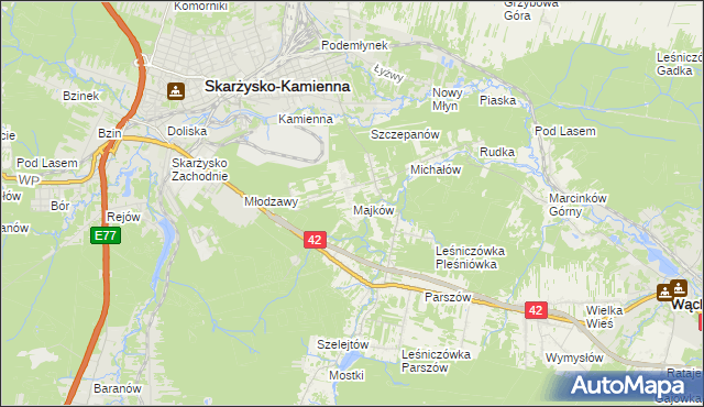 mapa Majków, Majków na mapie Targeo
