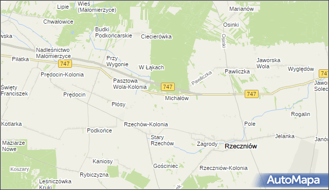 mapa Michałów gmina Rzeczniów, Michałów gmina Rzeczniów na mapie Targeo