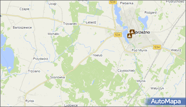 mapa Nielub, Nielub na mapie Targeo