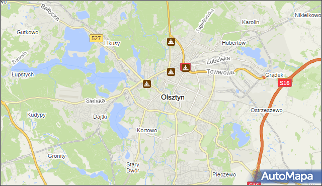 mapa Olsztyna, Olsztyn na mapie Targeo