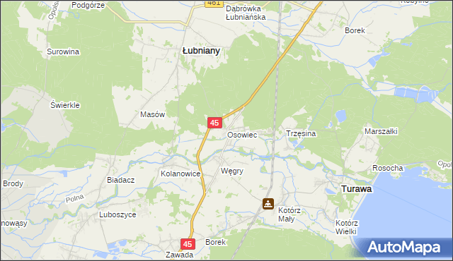 mapa Osowiec gmina Turawa, Osowiec gmina Turawa na mapie Targeo