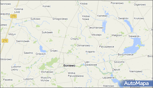 mapa Otmianowo, Otmianowo na mapie Targeo