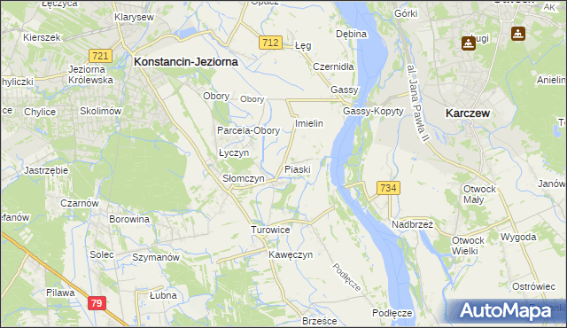 mapa Piaski gmina Konstancin-Jeziorna, Piaski gmina Konstancin-Jeziorna na mapie Targeo