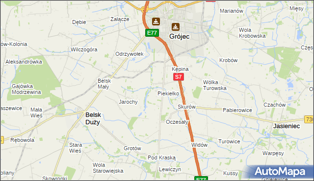 mapa Piekiełko gmina Grójec, Piekiełko gmina Grójec na mapie Targeo