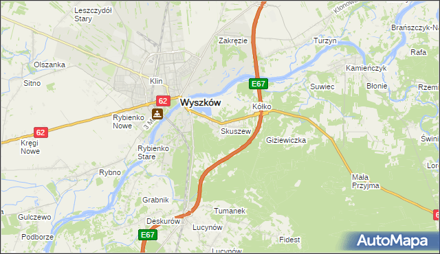 mapa Skuszew, Skuszew na mapie Targeo