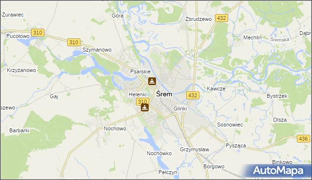mapa Śrem, Śrem na mapie Targeo
