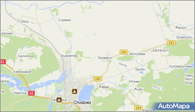 mapa Strzelęcin, Strzelęcin na mapie Targeo