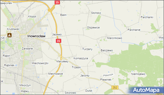 mapa Turzany gmina Inowrocław, Turzany gmina Inowrocław na mapie Targeo